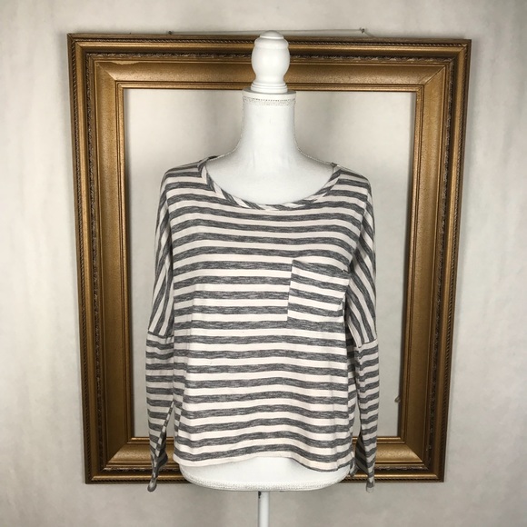 ATHLETA |  stripe boat neck oversized crop top, M - Picture 1 of 7
